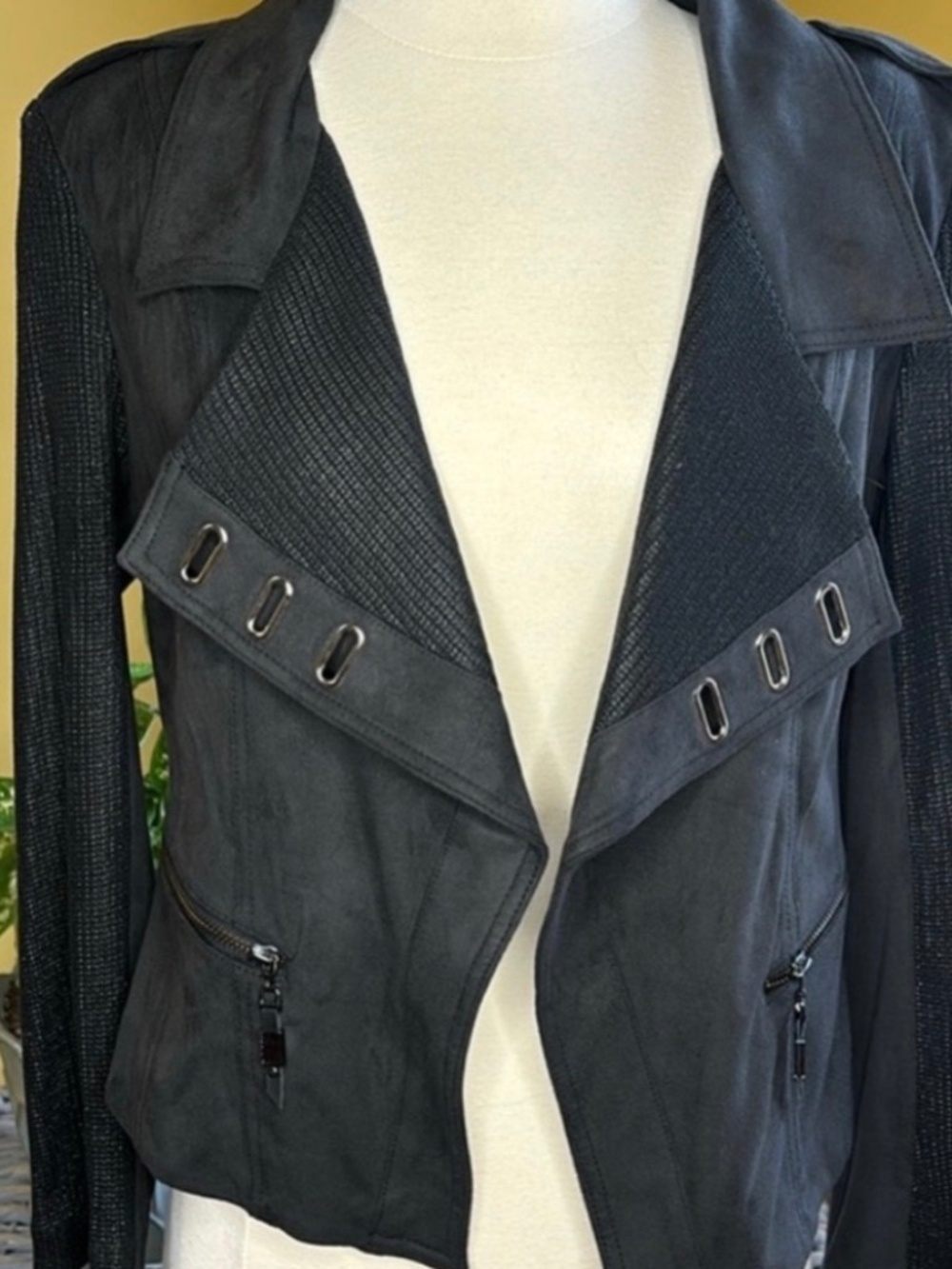 Boutique Faux Suede & Knit Jacket